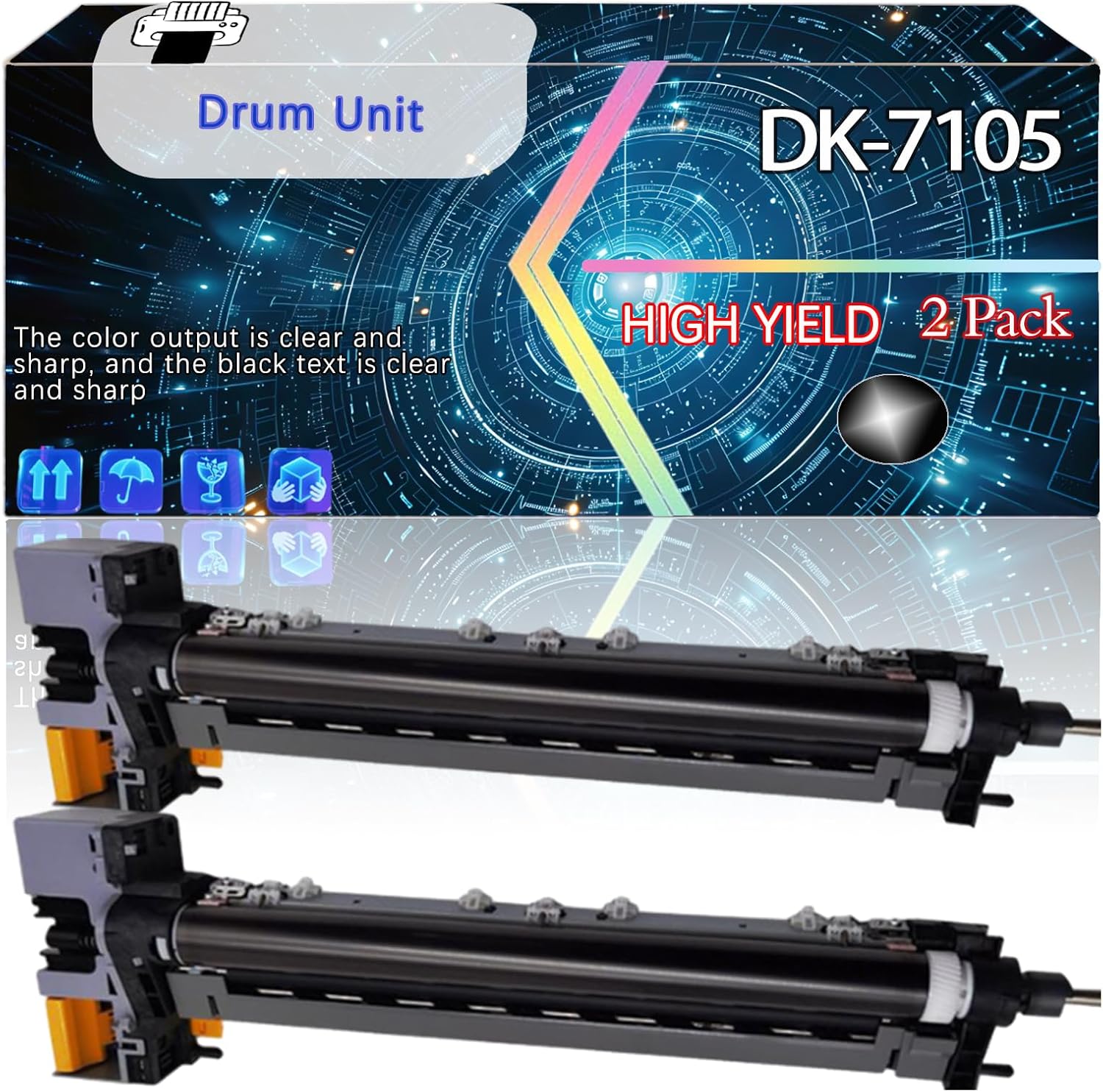 CEECN DK-7105 Compatible for Kyocera TASKalfa 3010i 3011i 3510i 3511i Printers, Replacement Drum Unit High Yield Printer Accessories (2-Pack Black)