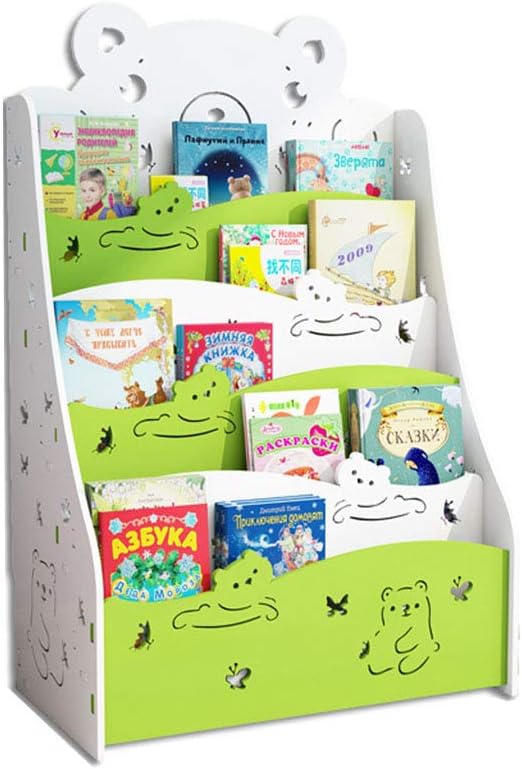 Bookcases Shelves Children's Bookshelf Small Bookshelf Under The Table Floor Simple Shelf economical Student Kindergarten Children's Picture Book Storage Rack (Color : Green-B, Size : 80 * 33 * 60CM)