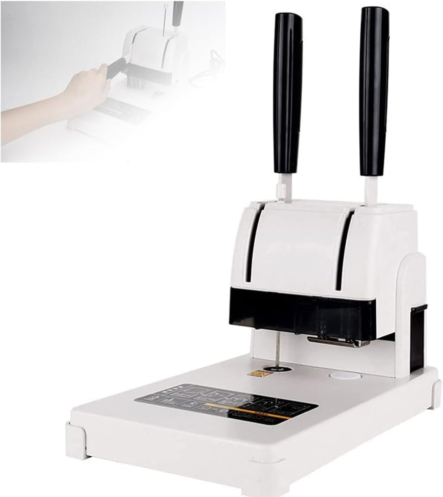 JKSVTF Manual Binder Machine, Financial Voucher Binding Machine, 30mm Punching Capacity, Cordless Accounting Manual Punching Machine Hot Melt Riveting Tube Small Glue Binding Machine, for Office