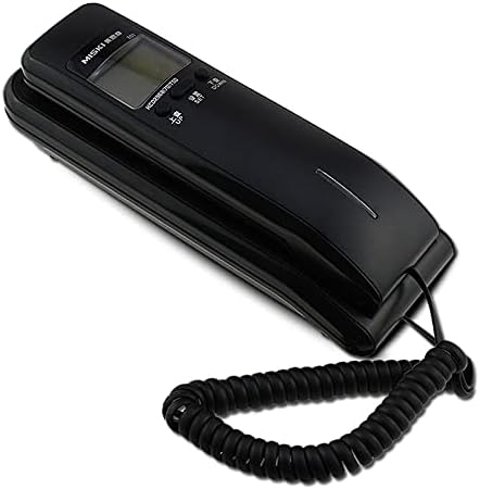 Dual Screen Design Cute Mini Wall-Mounted Small Phone Home Office Hotel Hanging Wall-Mounted Wired Landline Fixed Caller ID Without Battery Wired (Color : White) (Black)