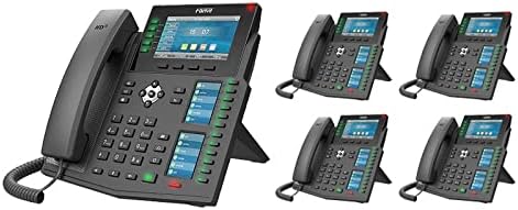Fanvil IP Phone X6U High-End with 20 SIP Lines Dual Gigabit Port PoE Integrated (5-Pack) (Renewed)