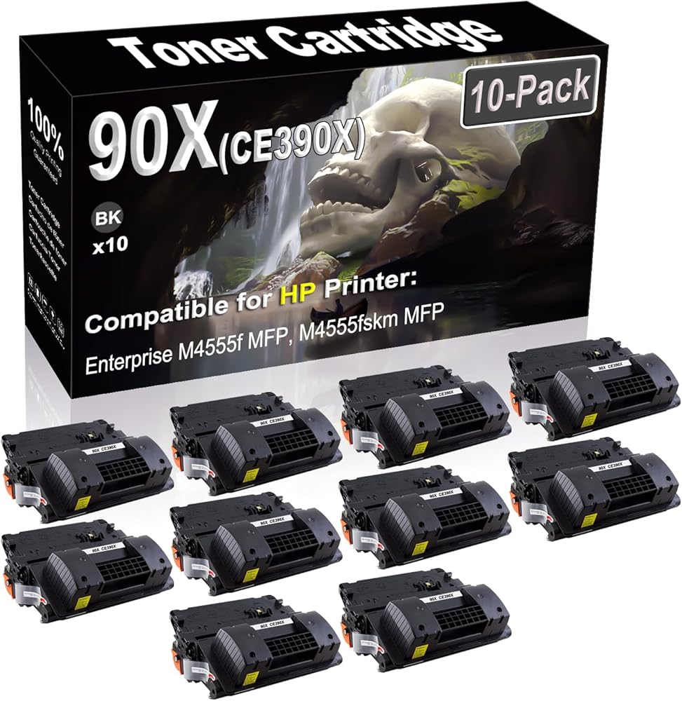SINIYA 10-Pack (Black) Compatible Enterprise M4555f MFP M4555fskm MFP M4555h MFP Laser Printer Cartridge (High Capacity) Replacement for 90X CE390X Printer Cartridge