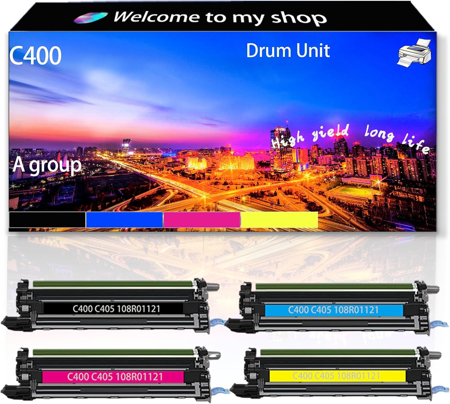 C400 108R01121 Drum Unit High Production Compatible for Xerox Versalink C400 C405 WorkCentre 6600 6605 6655 Phaser 6600DN 6600N Printers, Replacement (Multicolor)