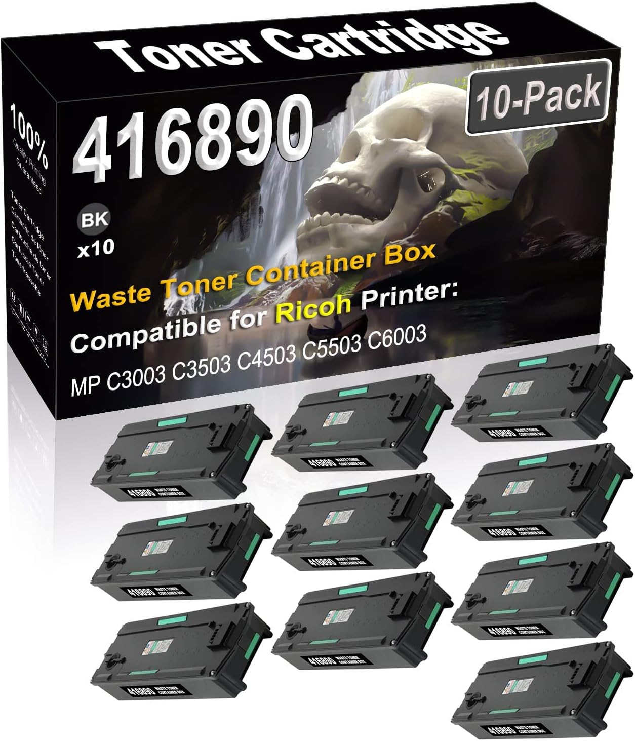 SINIYA 10-Pack Compatible High Capacity 416890 Waste Toner Container Box use for Ricoh MPC2003 MPC2503 MPC3003 MPC3503 MPC4503 MPC5503 MPC6003 Printer (Black)