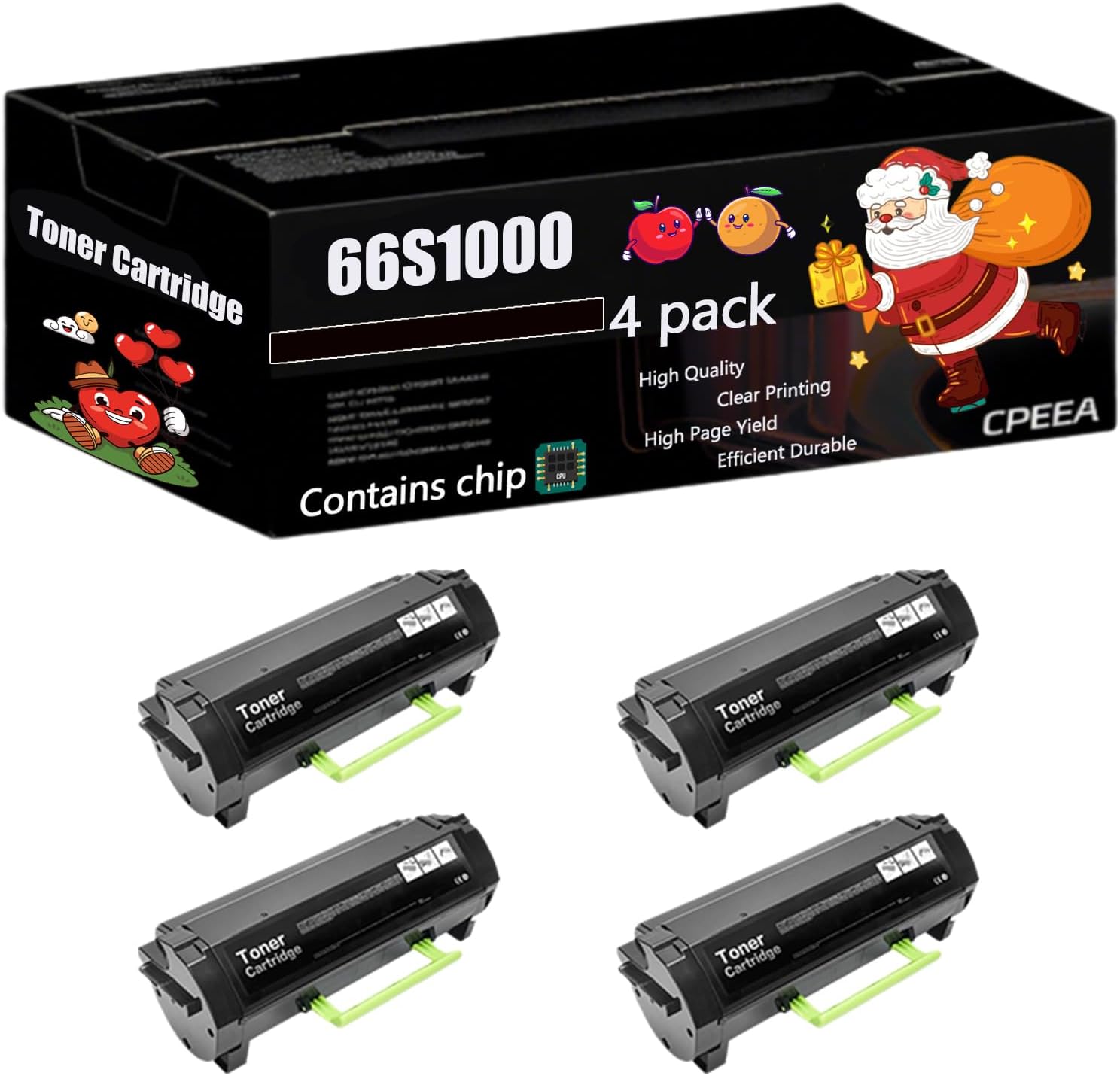 Compatible for Lexmark 66S1000 Toner Cartridge Work for Lexmark MS531 MS531dw MS631 MS631dw MS632 MS632dwe MX532 MX532adwe MX632 Printers (4 Pack Black)