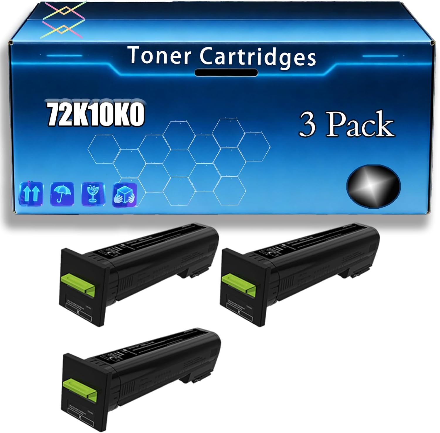 72K10K0 Toner Cartridges Compatible for Lexmark CS820de CS820dte CS820dtfe CX820de CX820dtfe Printers, with Chip, Bright Colors Clear Printing (3 Pack Black)