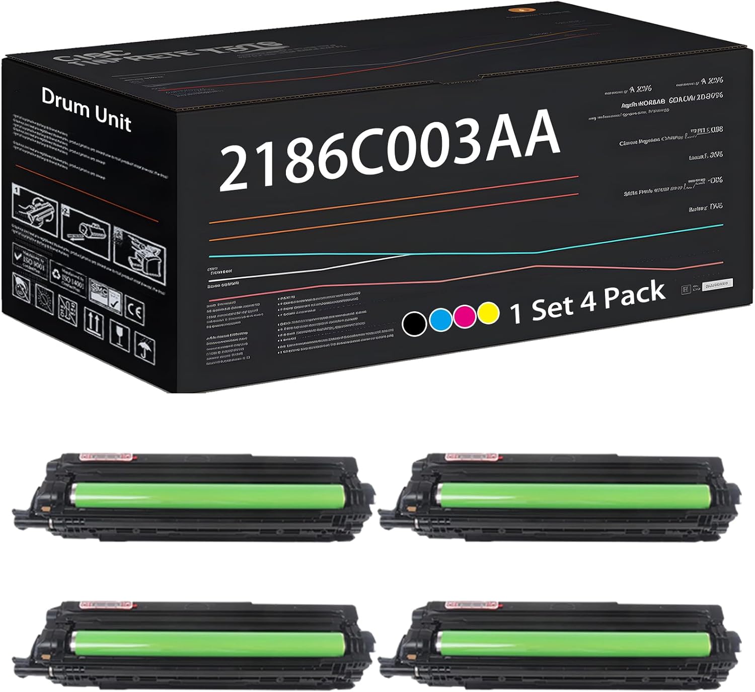 UVUMB Compatible with Canon 2186C003AA 2187C003AA 2188C003AA 2189C003AA Drum Unit Work for Canon imageRUNNER Advance C256iF III C356iF Printers (4-Pack BK/C/M/Y)