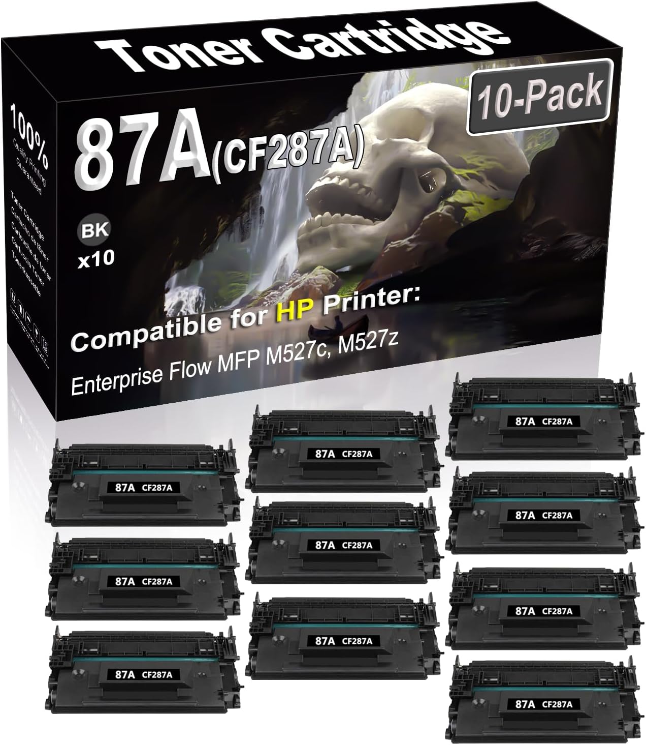 SINIYA 10-Pack (Black) Compatible High Yield 87A CF287A Laser Printer Toner Cartridge use for Enterprise Flow MFP M527c M527z Printer