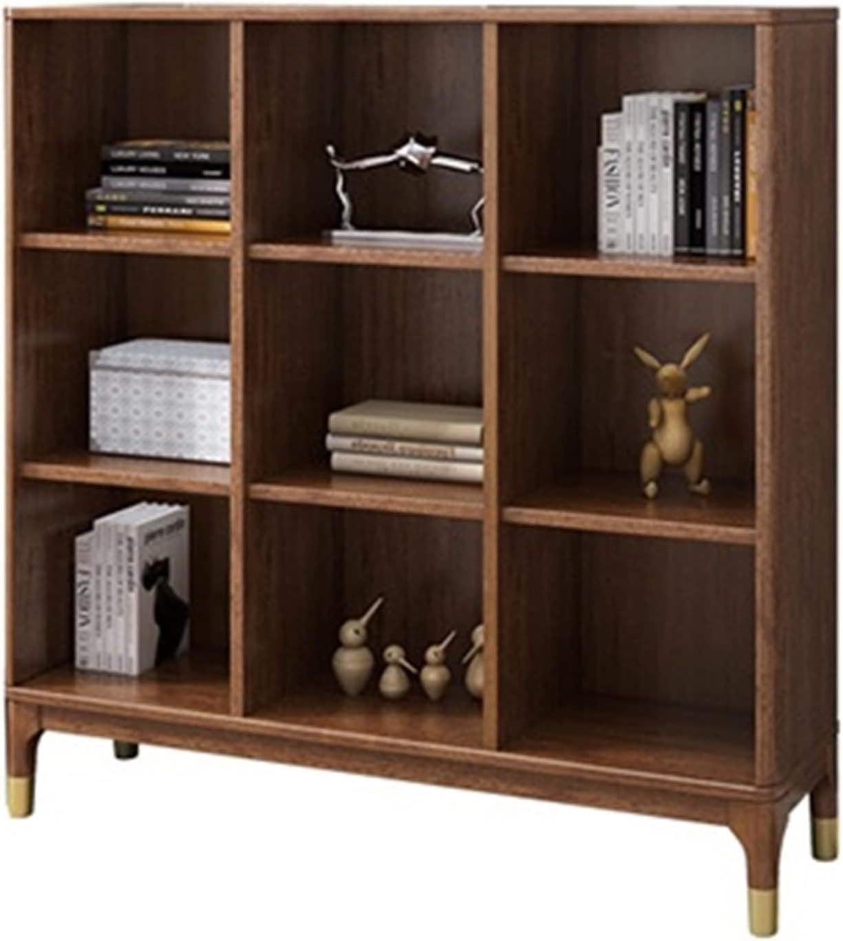 KIRANDY Solid Wood Bookcase, Walnut Free Combination Shelf Display Cabinet, Simple Study Locker (Color : D 3 Columns Lower 1158x300x1165mm)