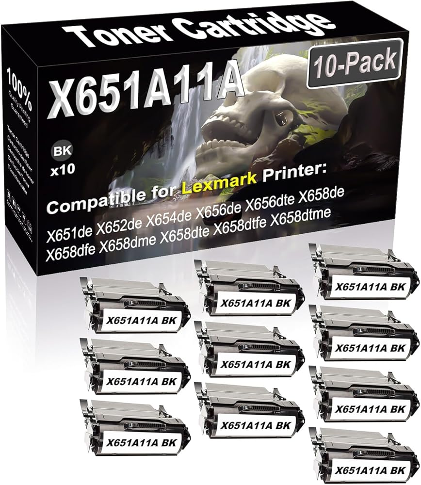 SINIYA 10-Pack (Black) Compatible X651de X652de X654de X656de X656dte X658de Laser Printer Cartridge (High Capacity) Replacement for X651A11A Printer Cartridge