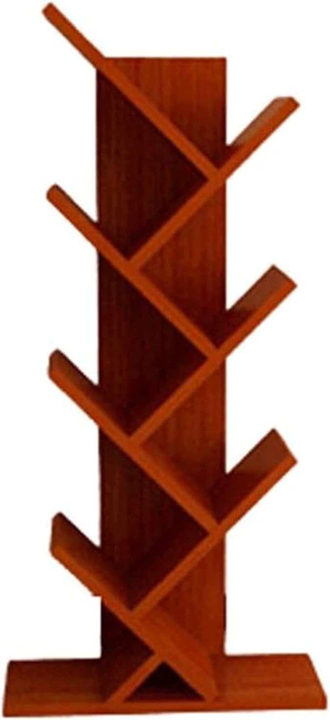 PAASHE Vertical Bookshelf 7 Tiers Large Capacity Bookcase Creative Tree Bookshelves Wooden Rack Bookcase Can Place Cd/Movie/Book
