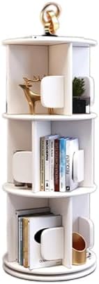 Wall Mounted Storage Pegboard,Behind The Door Bookshelf，Multi-Layered Bookshelf Tower,Solid Wood Rotating Bookcase 360 Display Storage Rack Wooden Spinning Tower for Home Office Shelf Stand