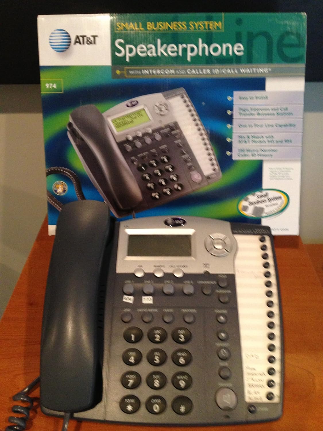 AT&T 974 Small Business System Speakerphone with Intercom and Caller ID/Call Waiting (Titanium Blue)