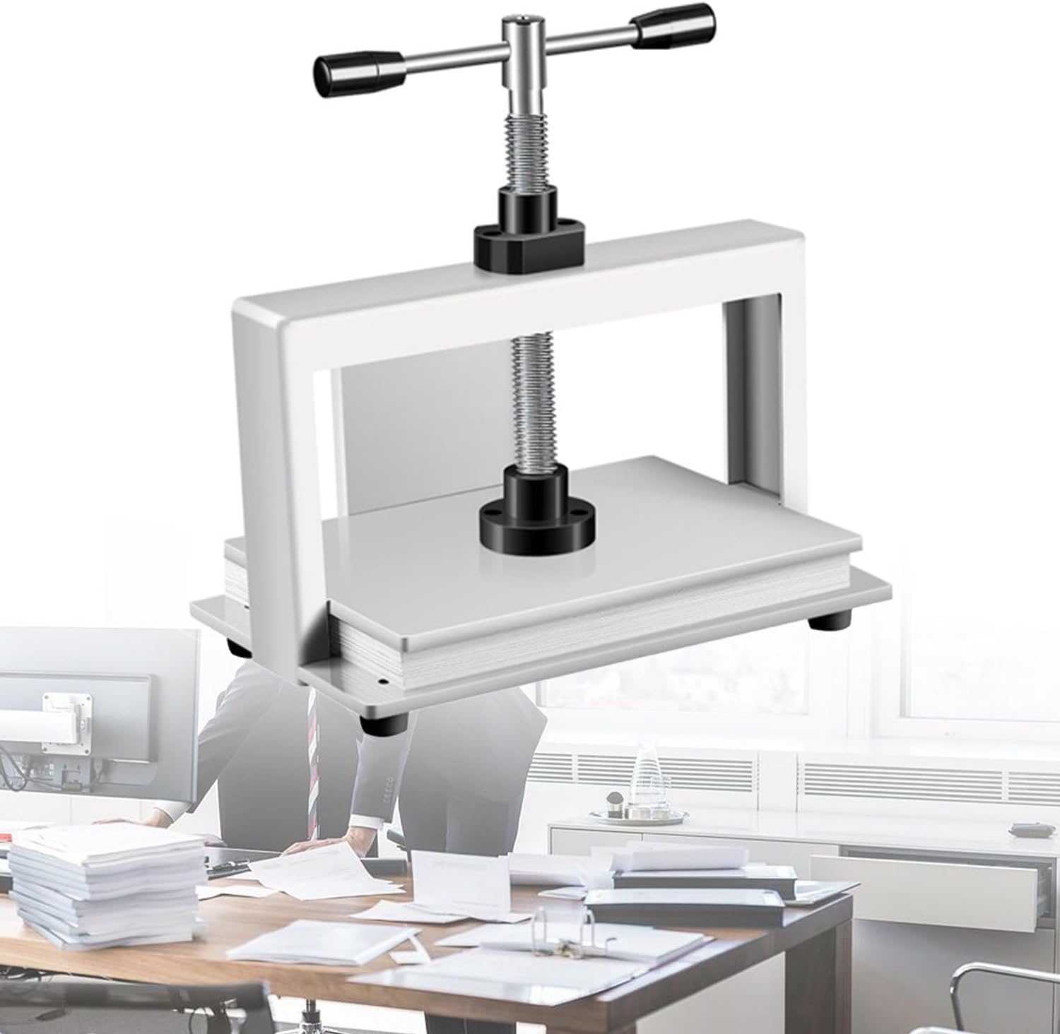 LZDOYY Manual Paper Press Suitable for A3/A4 Size Paper Flattener 8cm Thick Steel Frame Manual Paper Press Paper Making Book Press Steel Bill Invoice Binding Machine Press,A3