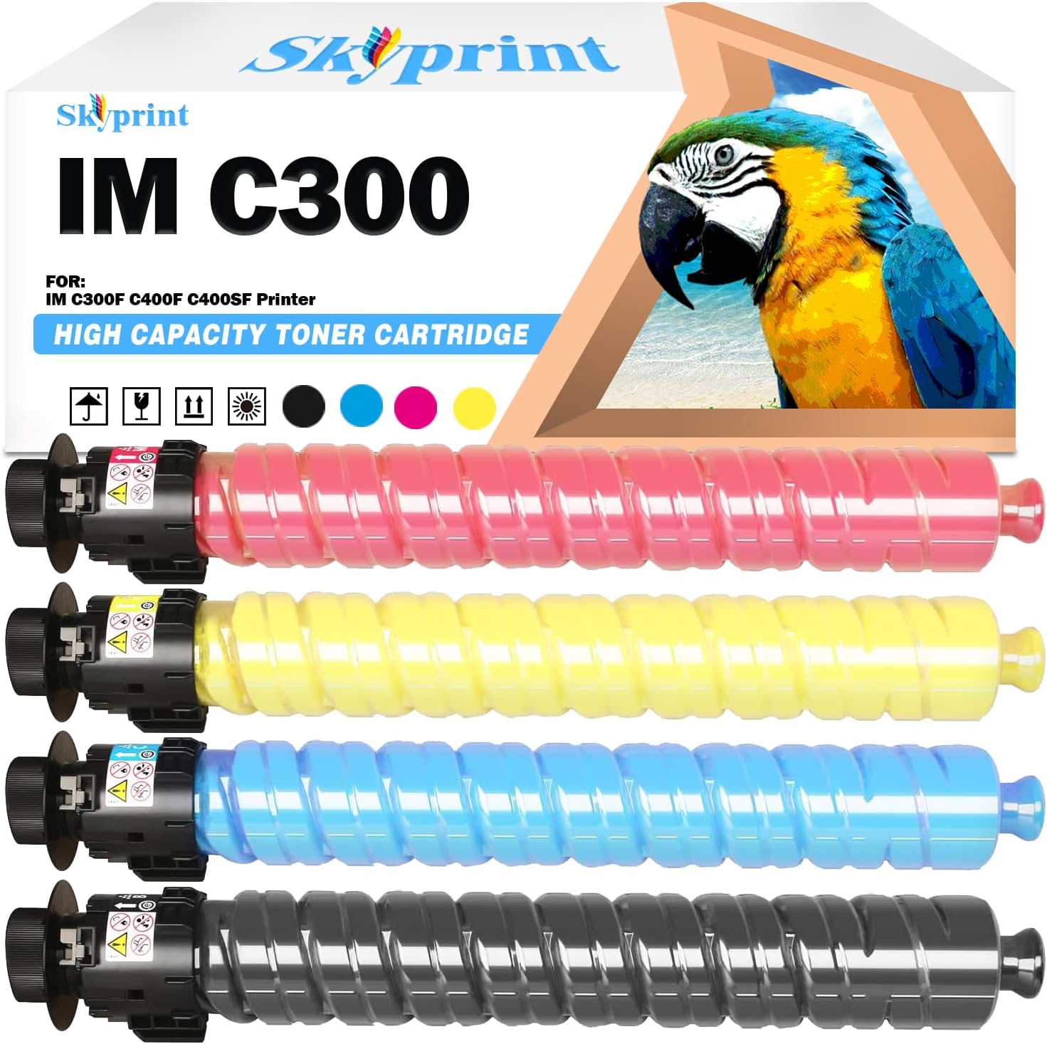 SkyPrint 4-Pack IM C300 IM C400 IMC300 IMC400 Toner Cartridge Black Cyan Magenta Yellow Compatible with Ricoh 842378 842379 842380 842381 for Use in Ricoh Lanier Savin IM C300F C400F C400SF