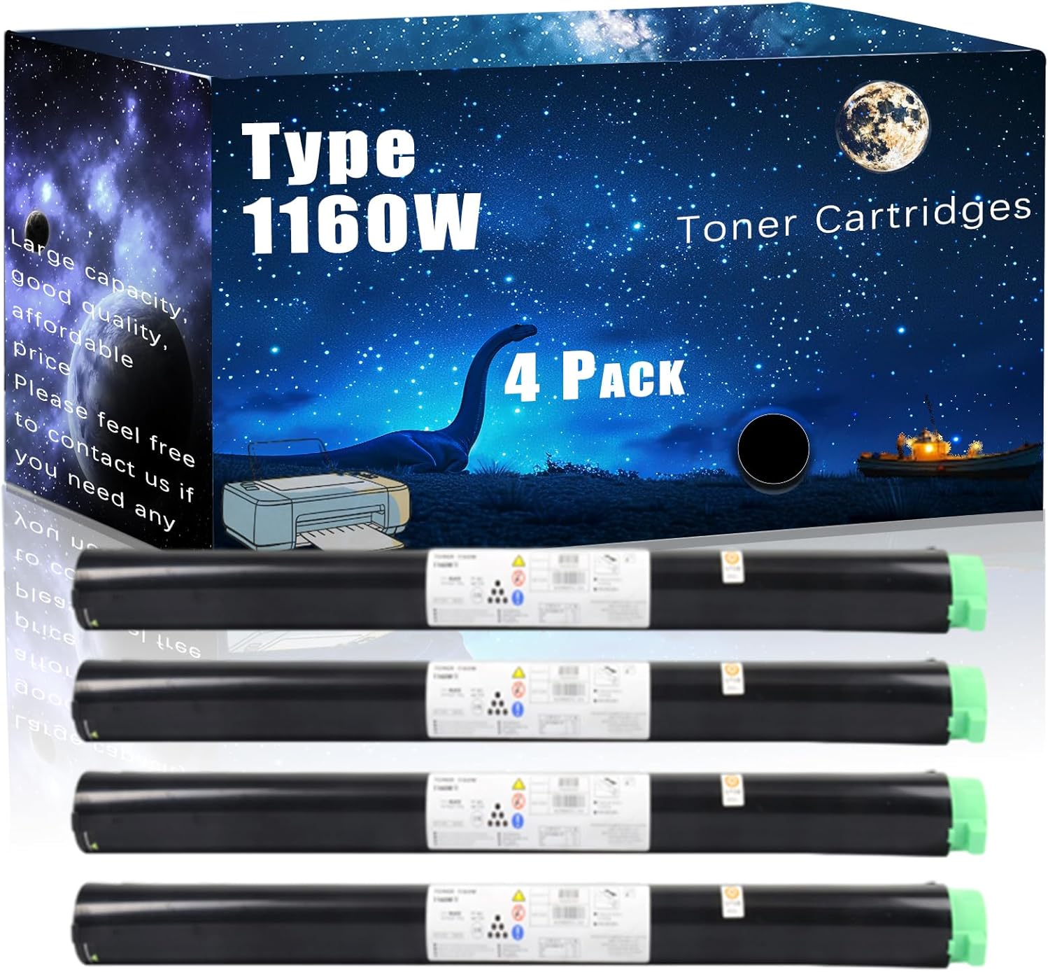 MUCQL Type 1160W Compatible Toner Cartridges Replacement for Ricoh High Yield Compatible Aficio SP W2470 Printers, Meet Printing Needs (4 Pack Black)