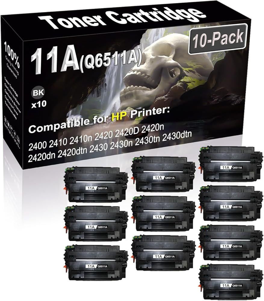SINIYA 10-Pack (Black) Compatible High Yield 11A Q6511A Laser Printer Toner Cartridge use for 2400 2410 2410n 2420 2420D 2420n 2420dn Printer