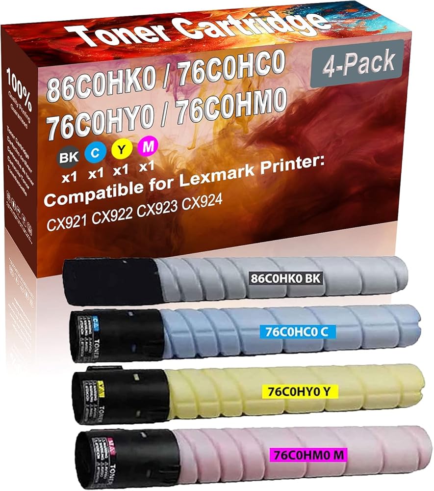 Credibility Store 4-Pack (BK+C+Y+M) Compatible CX921 CX922 Laser Printer Toner Cartridge (High Capacity) Replacement for 86C0HK0 76C0HC0 76C0HY0 76C0HM0 Printer Toner Cartridge
