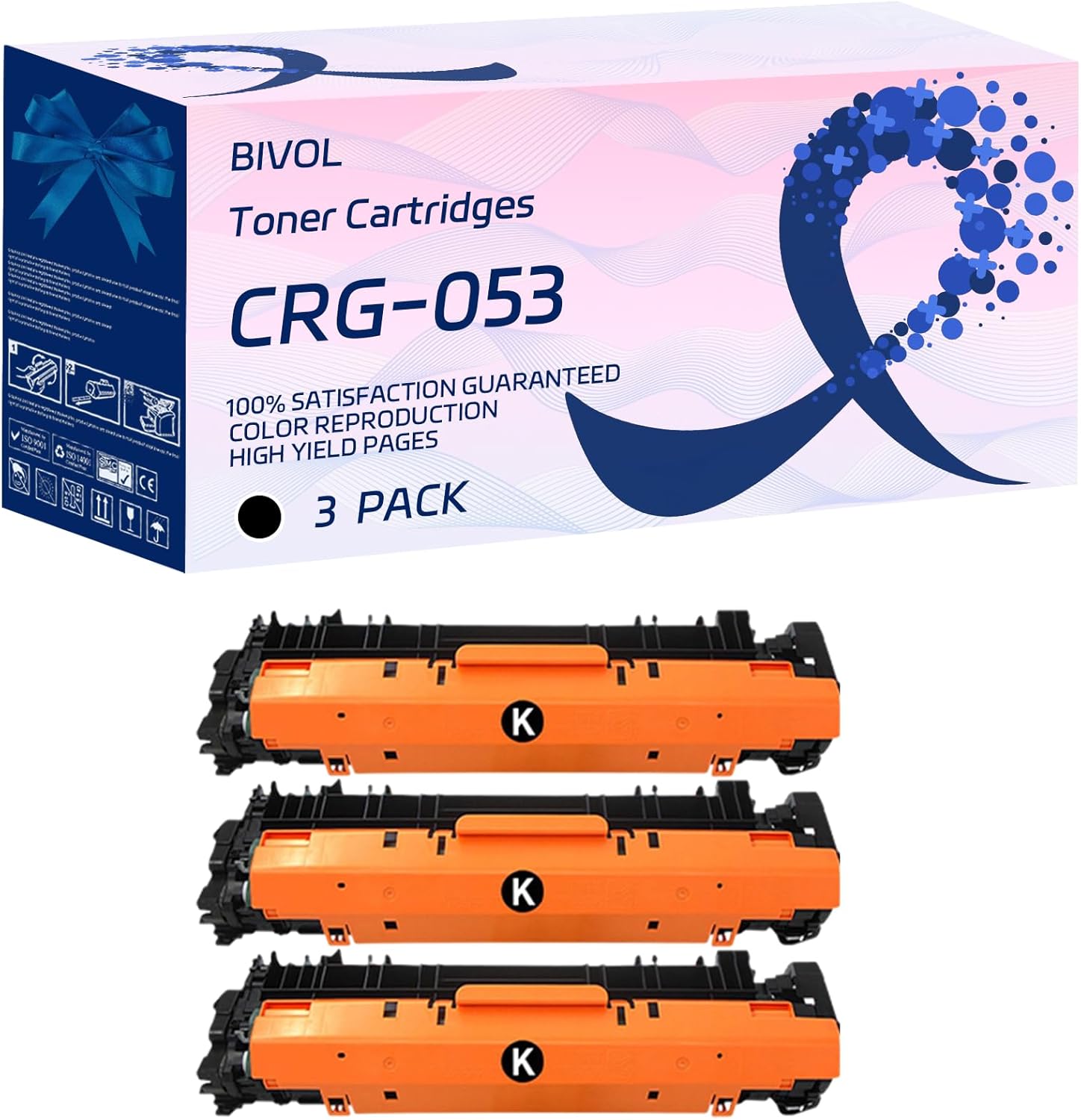 CRG-053 Toner Cartridges Compatible for Canon LBP853Ci Printers, with Chip, High Yield 43000 Pages, Vivid Colors (3 Pack Black)