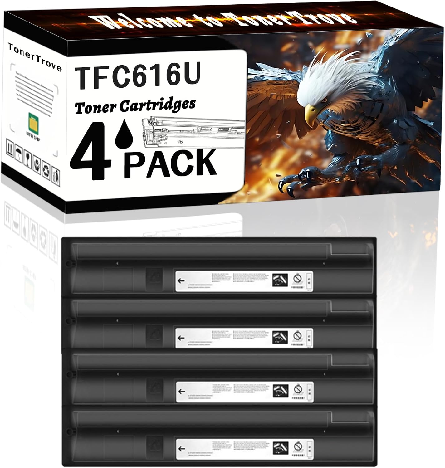 LECUU TFC616U Toner Cartridges Compatible for Toshiba E Studio 5516AC 5516ACT 6516AC 6516ACT 7516AC 7516ACT Printers, Office Printing is Easy Clear Smooth (4 Pack Black)