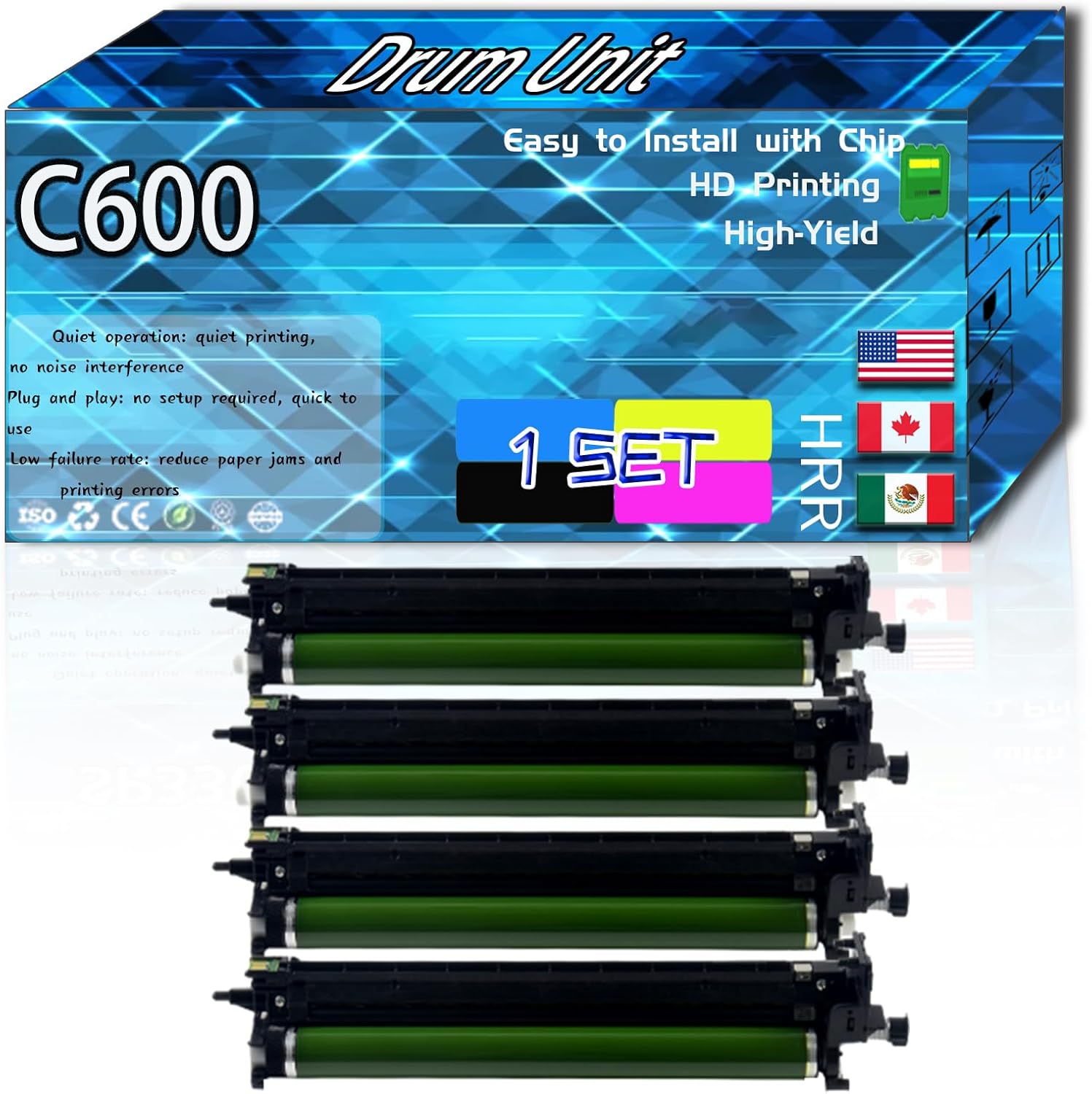 Compatible for Xerox C600 Replacement Drum Unit Used with VersaLink C600DN C600DT C600DX C600DXF C600DXP C600N Printers, High Production Multiple Options (4-Pack BK/C/M/Y)