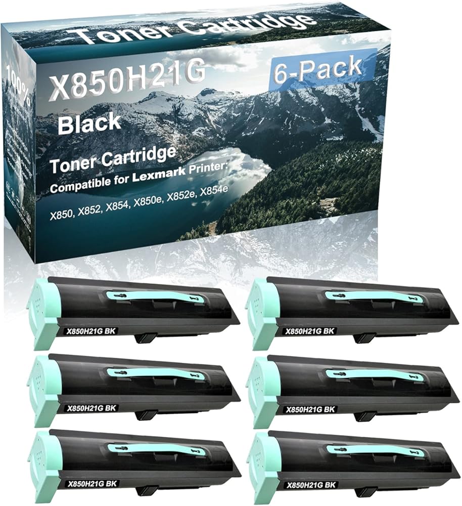 Credibility Store 6-Pack (Black) Compatible High Capacity X850H21G Toner Cartridge Used for X850 X852 X854 X850e X852e X854e Printer