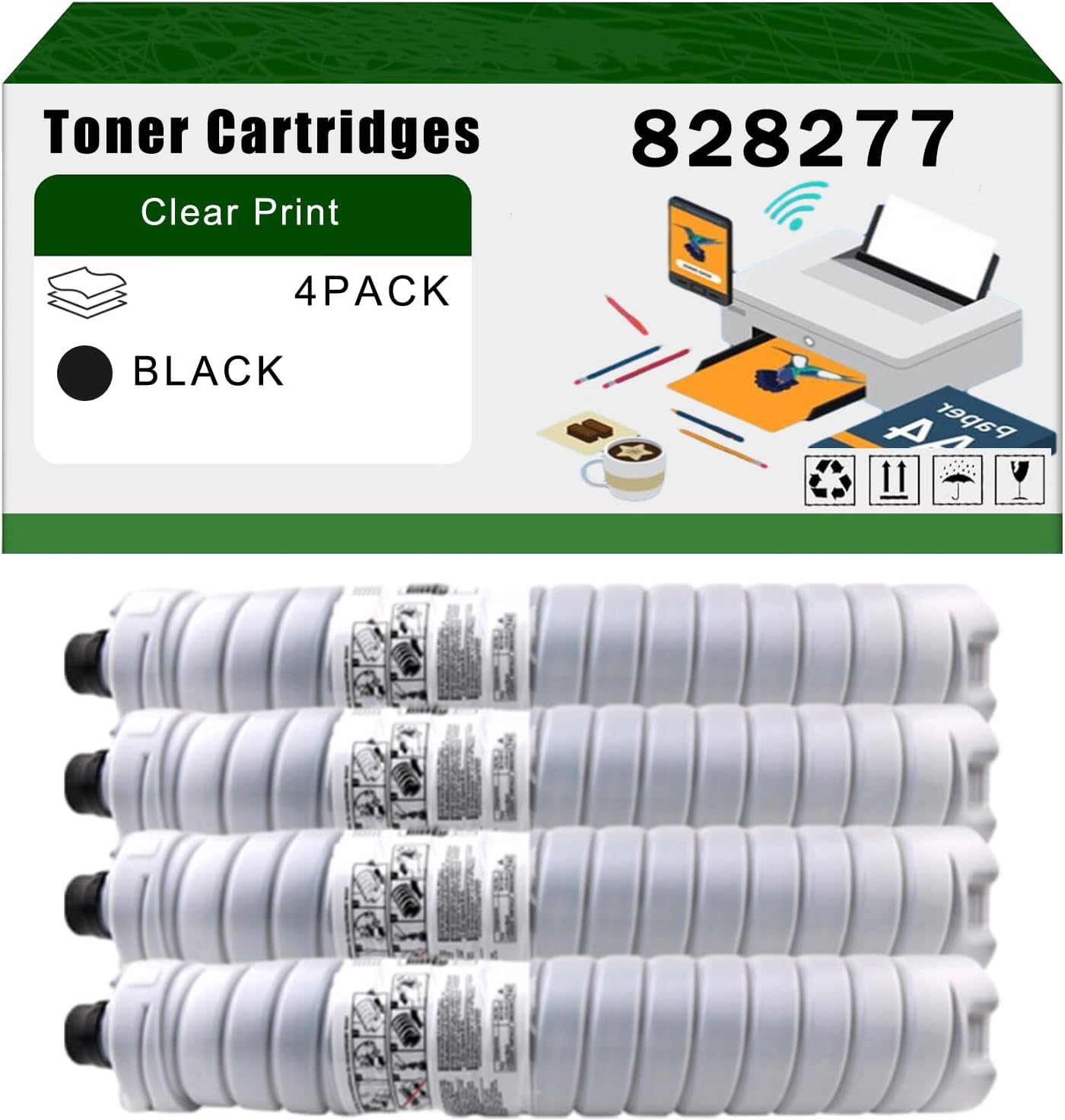 AGNNQ Compatible for Ricoh 828277 Toner Cartridges Pro 8100EX 8100S 8110S 8120S Printers, High Yield 92000 Pages Bright Clear Colors (4 Pack Black)