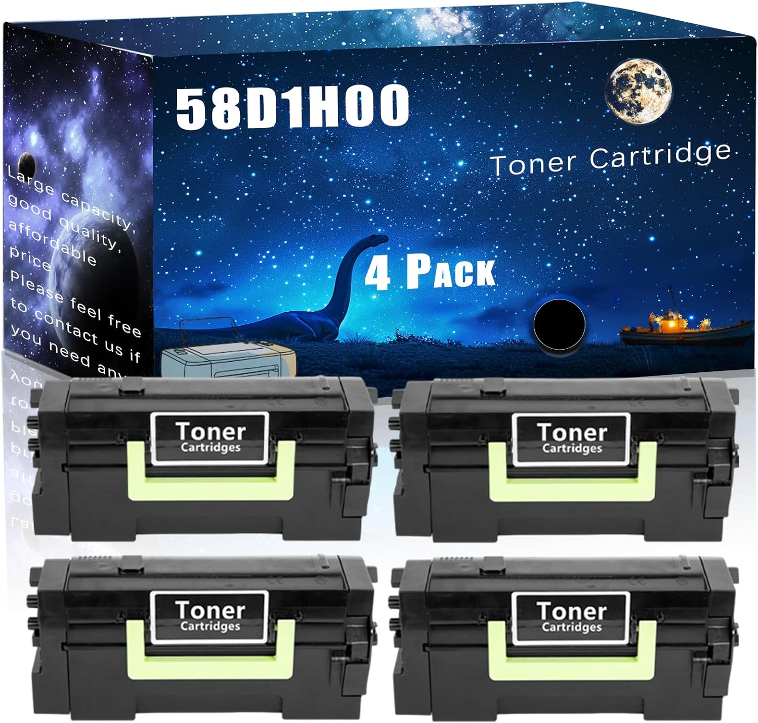 58D1H00 Compatible Toner Cartridge Replacement for Lexmark High Yield Compatible MS823n MS825dn MS826de MX721ade MX721adhe Printers, Meet Printing Needs (4 Pack Black)
