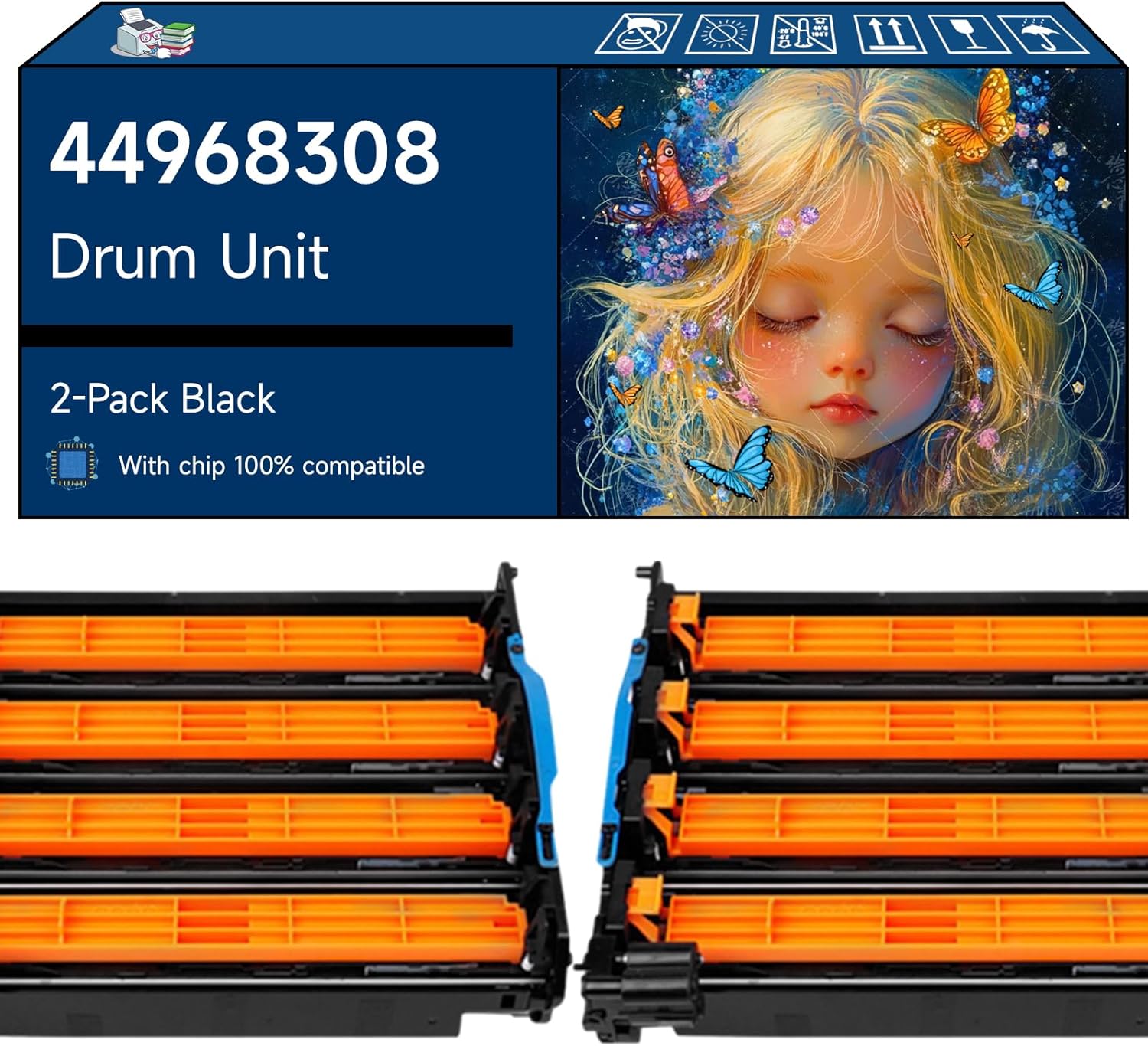 Tontxxe Compatible with Okidata OKI 44968308 Drum Unit Work for Okidata OKI C332DN Printers, High Yield 30000 Pages, with Chip, High-Definition Printing (2 Pack Black)