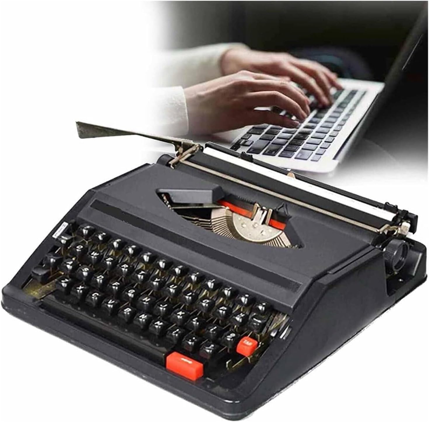 Mechanical Typewriter with Case, Retro Manual Typewriter, for Notes Or Letters Or Creative Writing, Writer's Literary Item,(Black)
