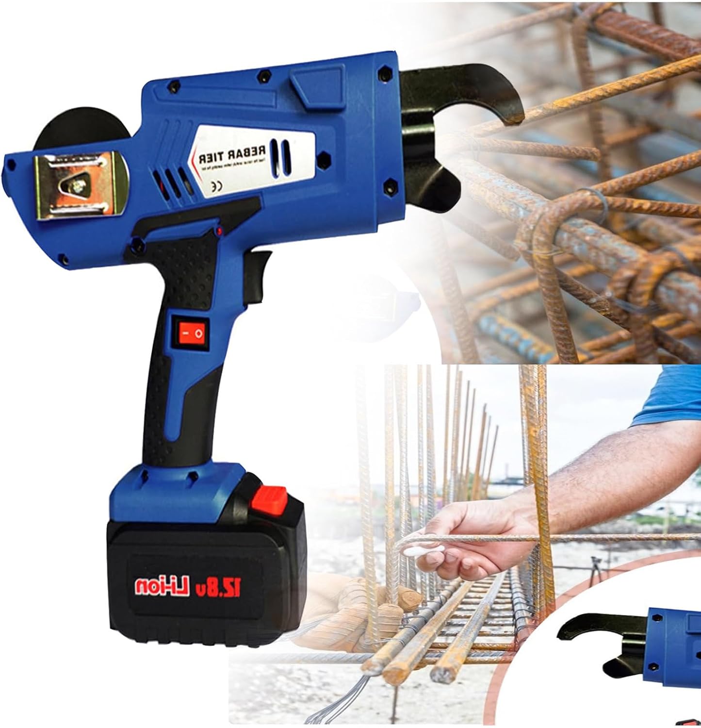 BROAND Automatic Rebar Binding Gun with Battery 8-34mm Steel Bar Binding Machine Steel Bar Binding Tool Steel Bar Binding Tool Rechargeable,280x77x250mm,13200mah