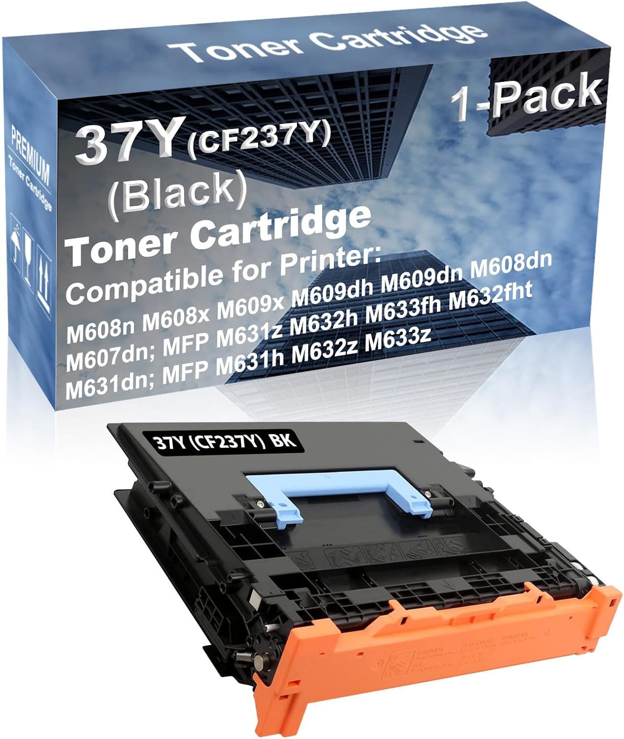 1-Pack Compatible High Capacity MFP M631z M632h M633fh M632fht M631dn Printer Toner Cartridge Replacement for 37Y (CF237Y) Toner Cartridge (Black)