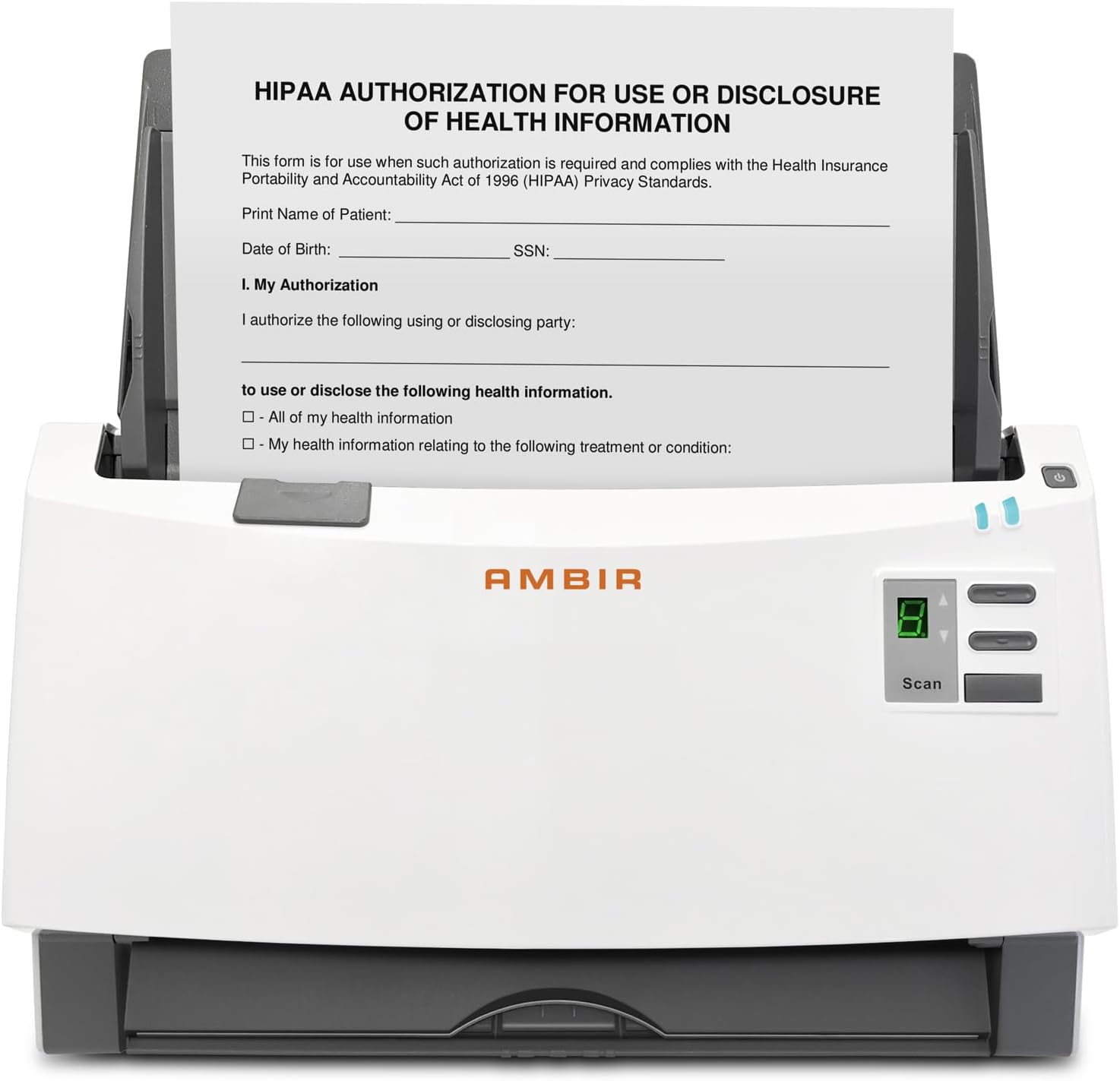 Ambir Technology ImageScan Pro 340 40ppm High-Speed ADF Scanner for Windows PC and Mac, White