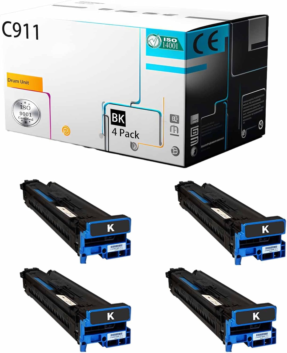 LSSF C911 45103728 45103727 45103726 45103725 Drum Unit Compatible for OKI C911dn C931DN C941dn Printer [High Print Page Volume with Chip] (Black 4Pack)