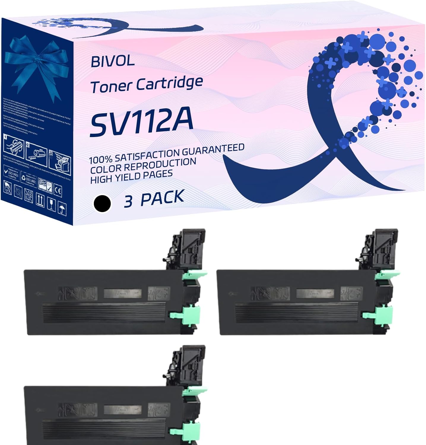 BIVOL SV112A Toner Cartridge Compatible for Samsung MultiXpress M4370LX M5370LX Printers, with Chip, High Yield 30000 Pages, Vivid Colors (3 Pack Black)