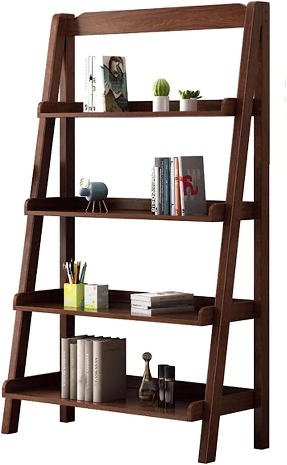 Solid Wood Bookshelf 4 Tiers Standing Bookcase Fashion Simple Book Rack for Living Room Bedroom Home Bookshelf Organizer