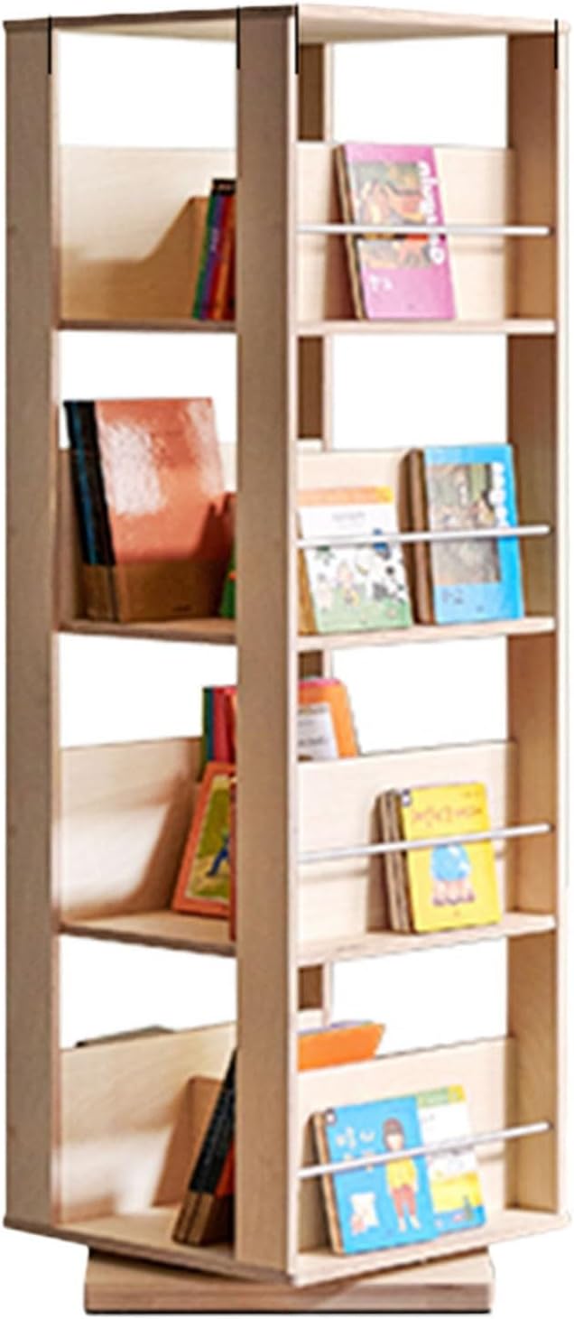 ZFUCMAYL Rotating Bookshelf,4-Tiers Revolving Bookcase Storage Rack,360° Floor-Standing Wooden CD Rack Save Space for Bedrooms Living Rooms Game Rooms (Size : 4 Tiers)