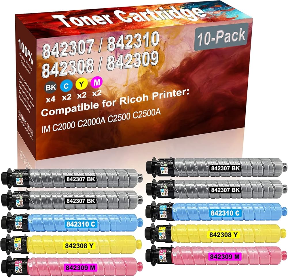 Credibility Store 10-Pack (4BK+2C+2Y+2M) Compatible IM C2000 C2000A Laser Printer Toner Cartridge (High Capacity) Replacement for Ricoh 842307 842310 842308 842309 Printer Toner Cartridge