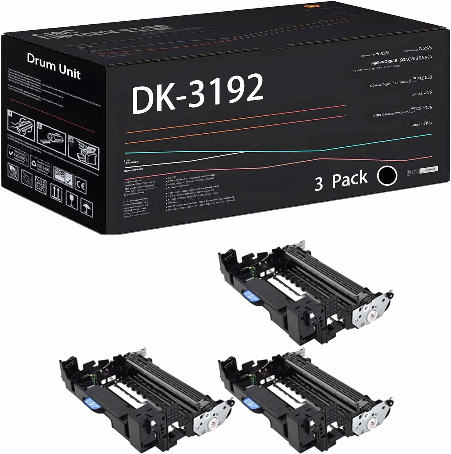Wondrx DK-3192 Drum Unit Compatible with Kyocera ECOSYS M3655idn M3660idn M3860idn M3860idnf Printers, High Yield 310000 Pages (3 Pack Black)