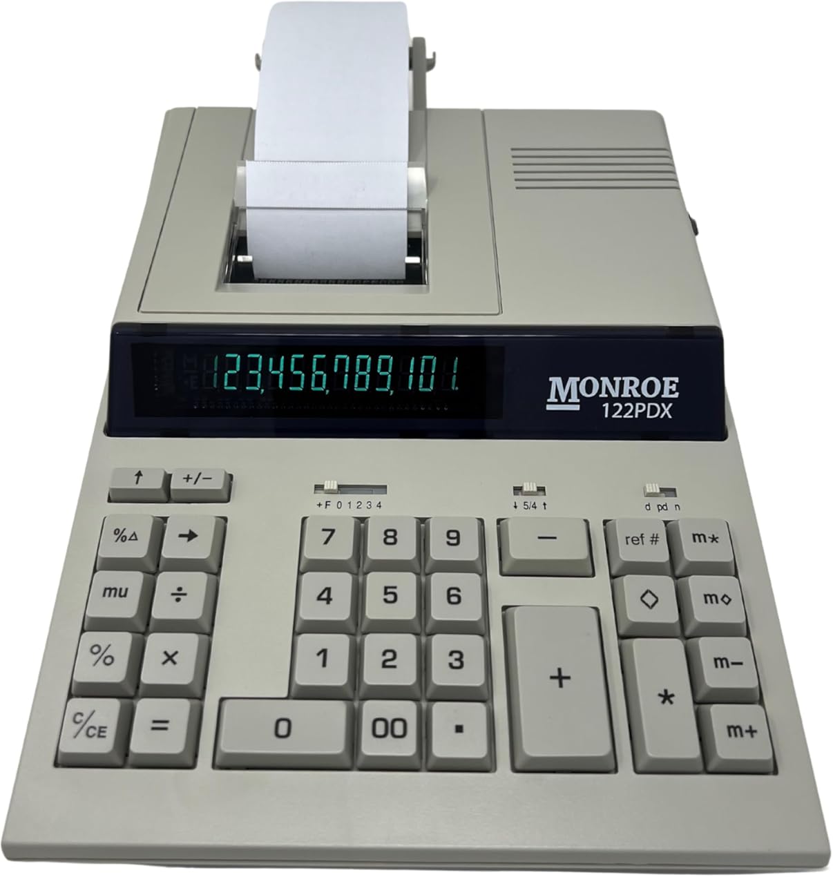 Monroe 122PDX Medium Duty Printing Calculator with Extra Large Plus and Minus Keys