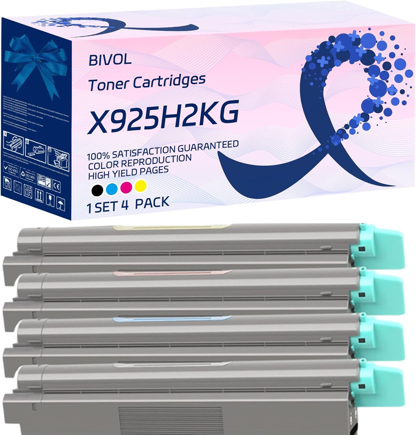 X925H2KG Toner Cartridges Compatible for Lexmark X925DE Printers, with Chip, High Yield 8500 Pages, Vivid Colors (4-Pack BK/C/M/Y)