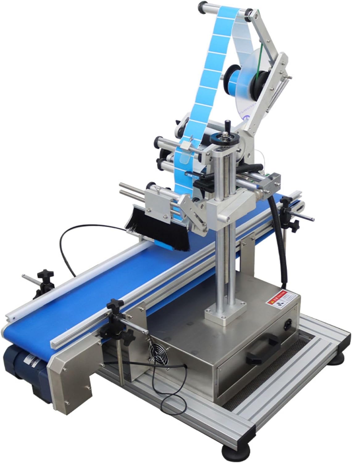 WYDDDARY Automatic Round Bottle Labeling Machine 25-50PCS/min High Speed Conveyor Desktop Labeling Applicator Round Bottle/Can/Wine Labeler Maker for Cosmetics, Beverages, Food 110V (LT-160)