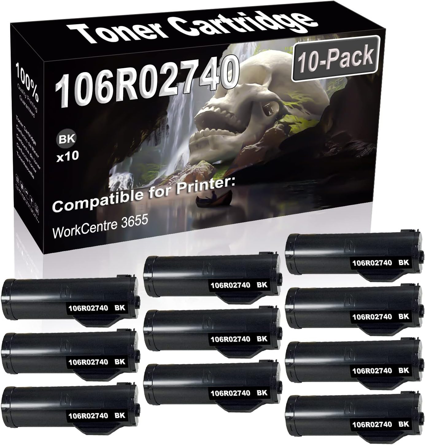 SINIYA 10-Pack (Black) Compatible High Yield 106R02740 Laser Printer Toner Cartridge use for WorkCentre 3655 Printer
