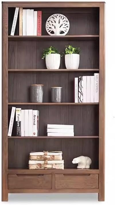 SONGCHAO Book Shelf Solid Wood Bookcase Modern Nordic Oak Bookshelf Solid Wood Storage Shelf Bookcase Nordic Simple Walnut Bookshelf Cube Storage Organizer (Color : A)