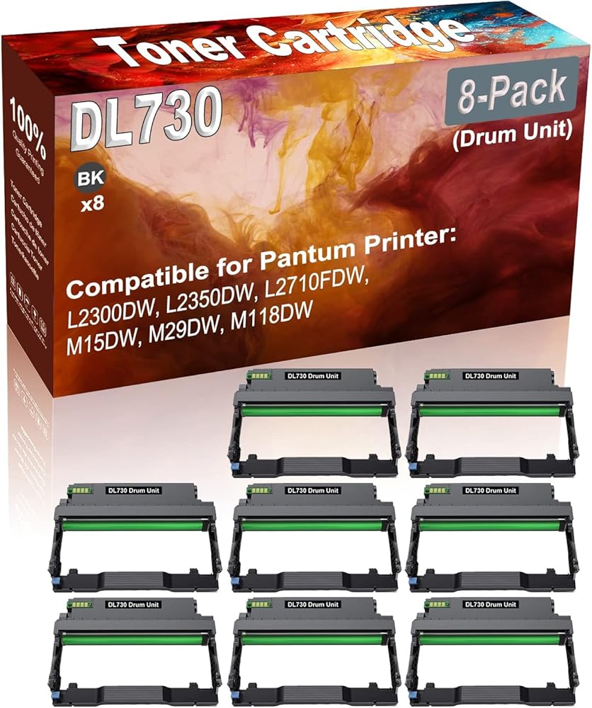 8-Pack Compatible High Capacity DL730 Printer Drum Unit Used for Pantum L2300DW, L2350DW, L2710FDW, M15DW, M29DW, M118DW Printer (Black)