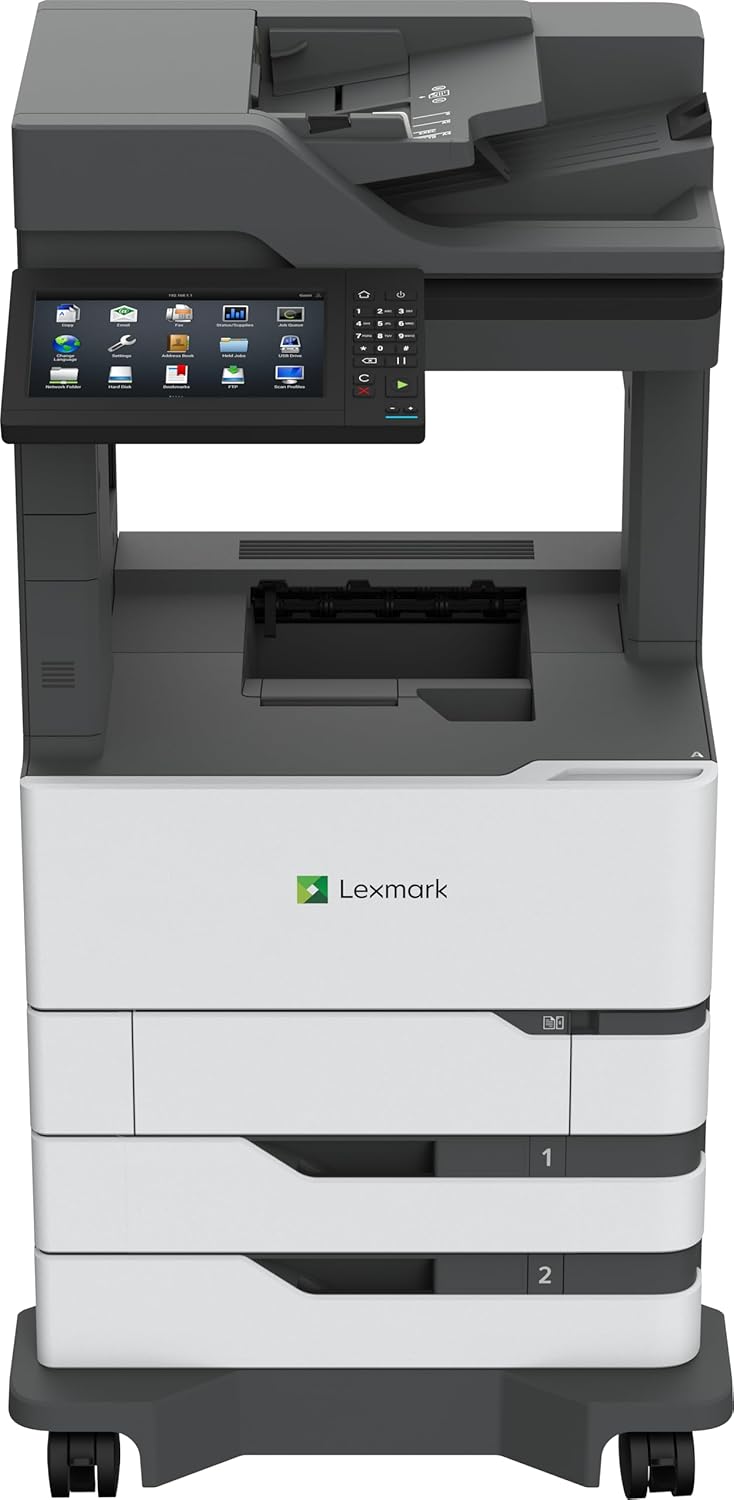 Lexmark MX822ade Monochrome Laser, Integrated Duplex (2-sided printing), 10-inch color touch screen, Energy Star, Print Speed: Up to 55 ppm, Recommended Monthly Page Volume: 3000-50000 pages (25B2000)