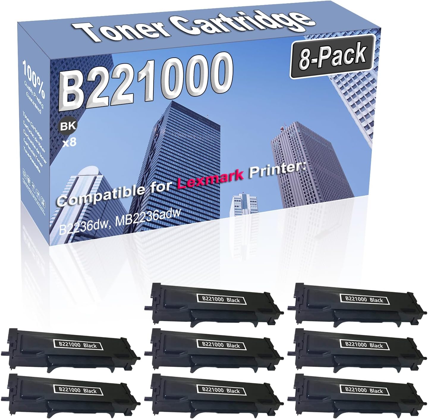 Credibility Store 8-Pack Compatible High Capacity B221000 Printer Cartridge use for B2236dw MB2236adw Toner Cartridge (Black)