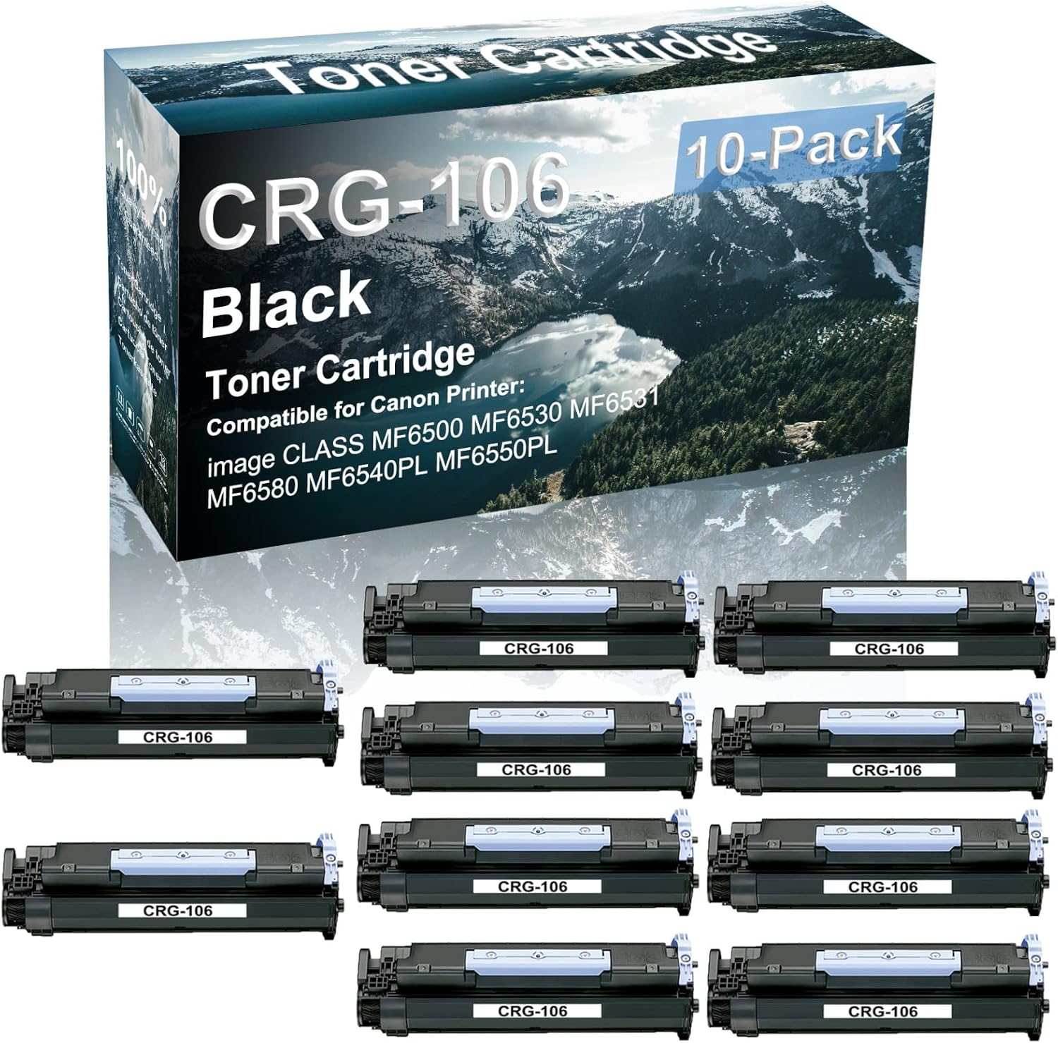 10 Pack (Black) Compatible Canon CRG-106 Laser Printer Cartridge High Capacity use for Canon Image Class MF6540PL MF6550PL Printer
