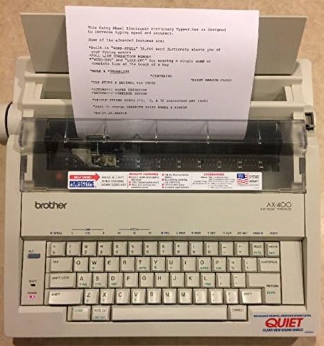 Rebuilt Discontinued Brother AX400 Typewriters by Around The Office with New Machine Guarantee, Extra Ribbons & Correction Tapes, and Dust Cover