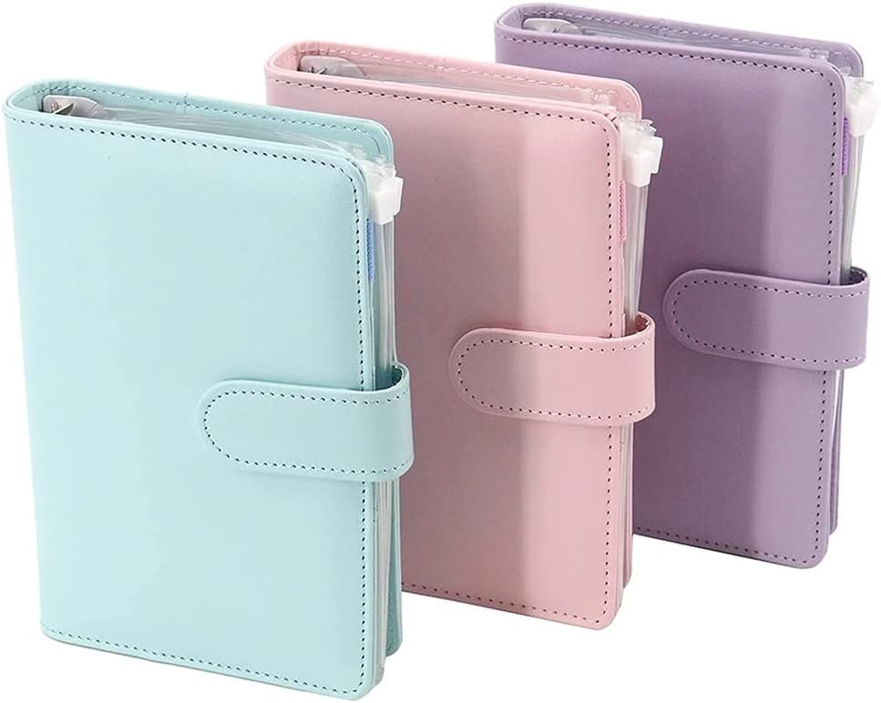 PSJVUR A6 Notebook Binder Translucent Waterproof Loose Leaf Zipper Bag Pocket